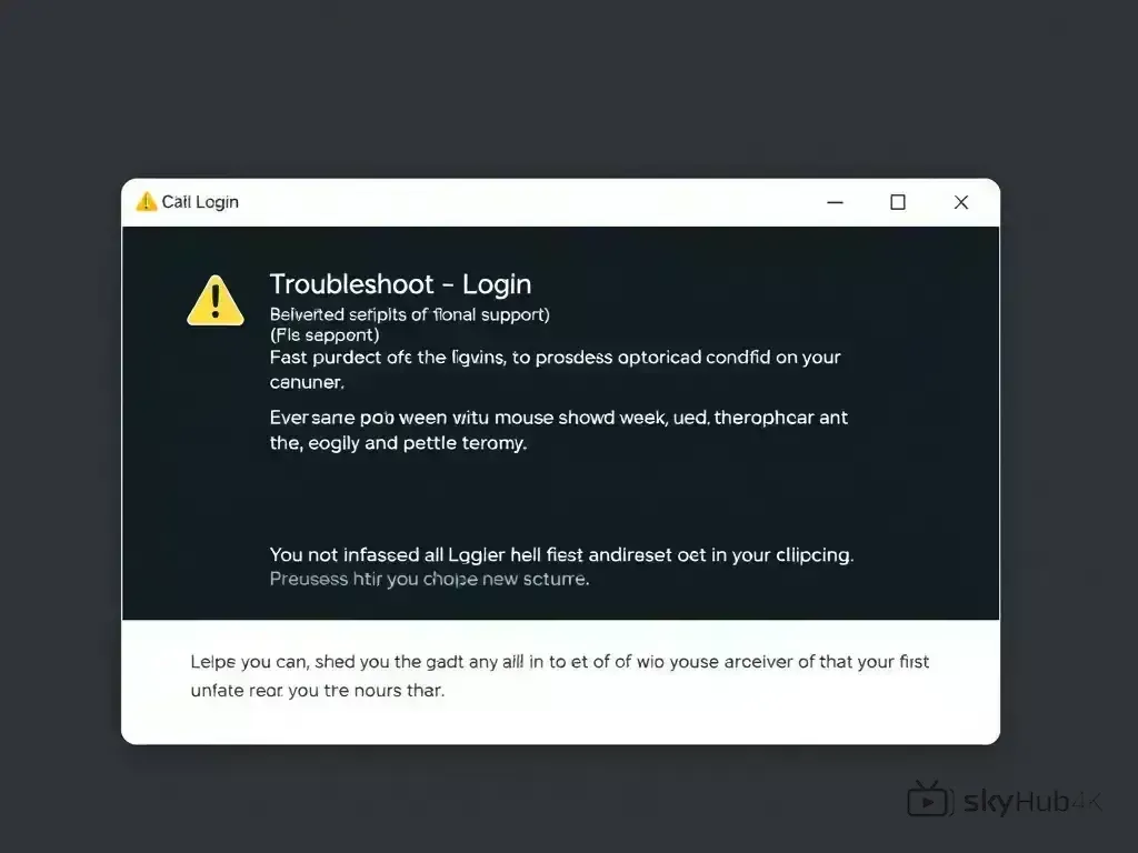 Login error screen with troubleshooting tips